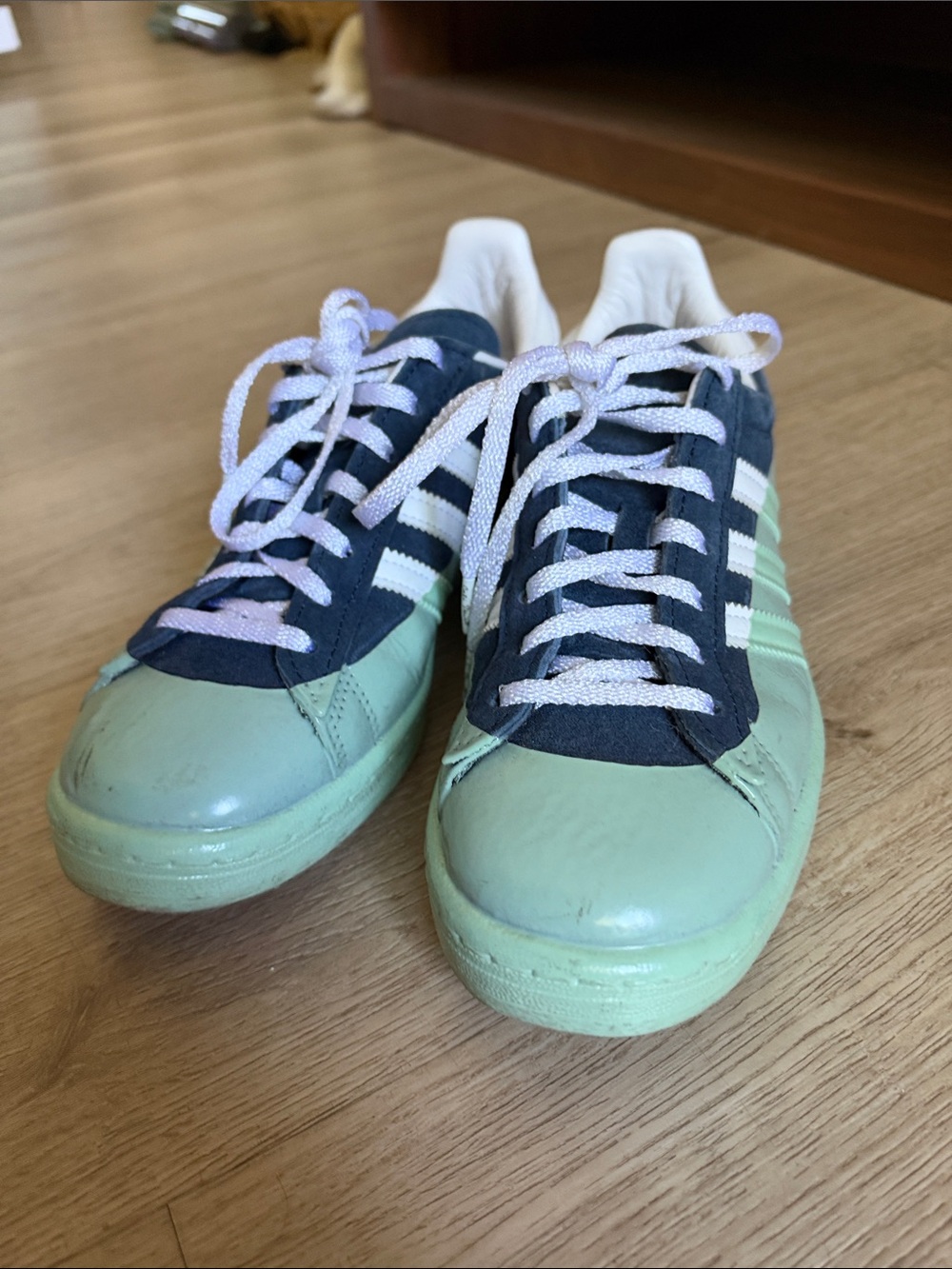 adidas Mens Black & Mint Green Lace-Up Sneakers